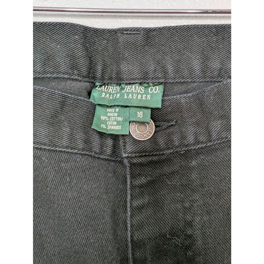 Ralph Lauren Jeans Womens 16 Black High Rise Straight Stretch Dark Wash Denim - Picture 8 of 9